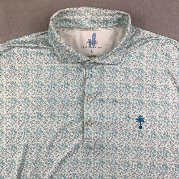 Johnnie-O Mens Shirt Large Malibu Blue Kilmer Polo Featherweight UPF50 Drinks - Picture 2 of 9